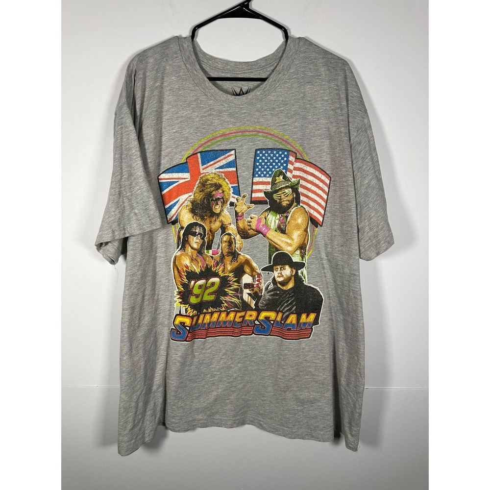 WWE SummerSlam 92 T-Shirt Mens 4XL Tall Gray Vintage 1992 Wrestling Graphic Tee